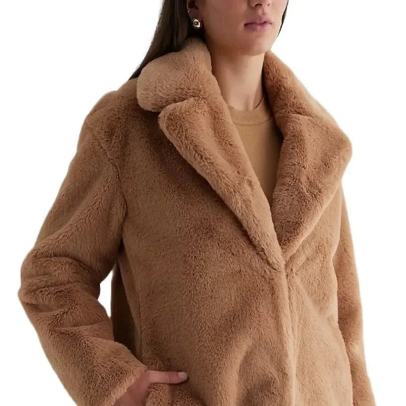 Express Faux Fur Coat Unisex Size Small in the Color Pecan Super Soft & Cozy - Picture 8 of 12